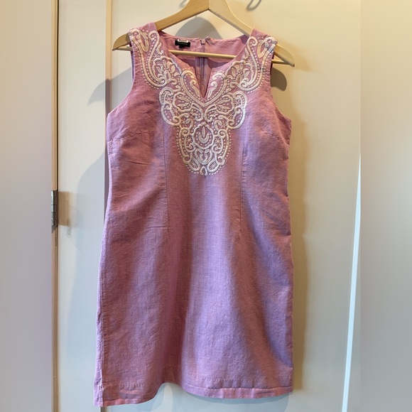 Talbots Dresses & Skirts - Talbots Linen and Cotton Pink Dress with White Detailing